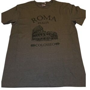 GL Italia Roma Italia Colosseo Graphic Tee Mens Large Heather Olive Green Shirt